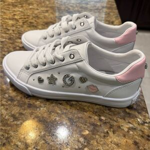 Guess White and Pink Athletic Shoes